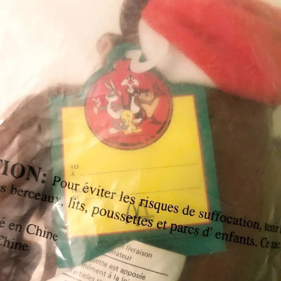 Vtg 1992 McDonalds Christmas Looney Tunes Tasmanian Devil Taz Plush Stuffed Toy - Picture 6 of 10
